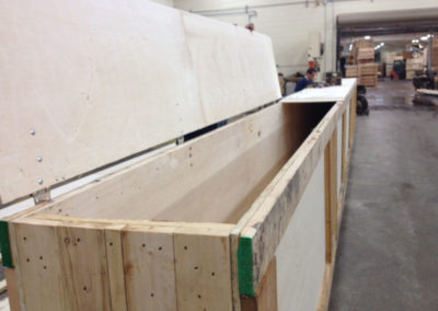 Large wood roll box built at Fox Valley Wood Products facility.